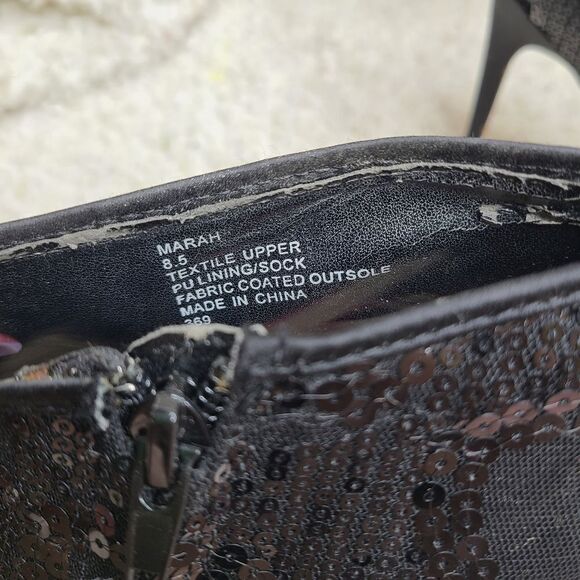 Betsey Johnson Marah Black Sequin Peep-toe Heeled Ankle Booties - Picture 6 of 10